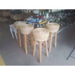 TABOURET DE BAR OSIER ET BOIS