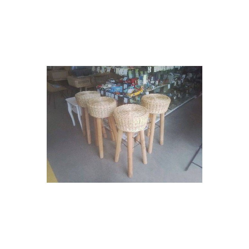 TABOURET DE BAR OSIER ET BOIS