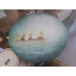 TABLEAU ROND BATEAUX VERT D...