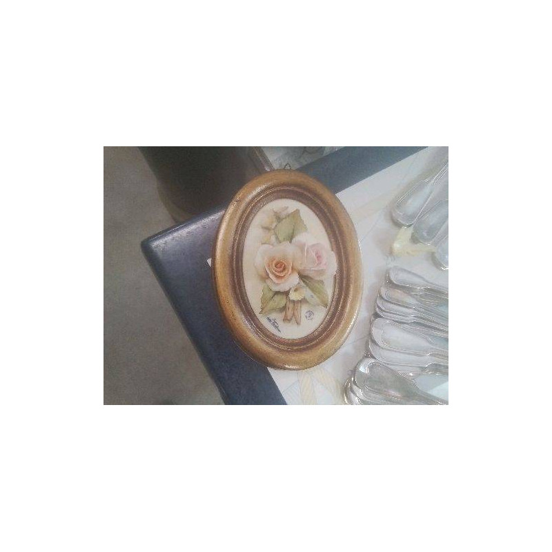 CADRE OVALE PM ITALIE FLEURS EN BISCUIT CAPODIMONTE