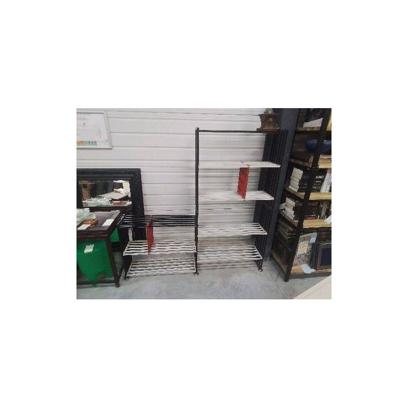 ETAGERE METAL VINTAGE BLANC ROUGE NOIR 147×145×23CM