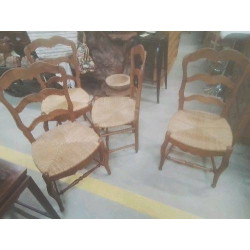 LOT 6 CHAISES PAILLÉES 