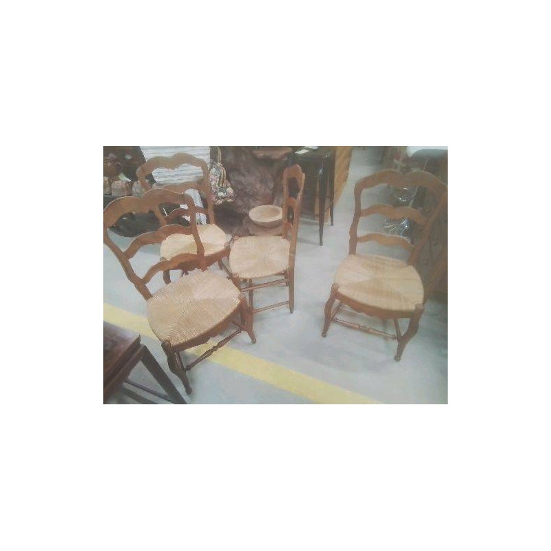 LOT 6 CHAISES PAILLÉES 