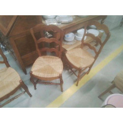 LOT 6 CHAISES PAILLÉES 