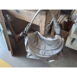 SAC A MAIN CUIR GRIS DOUBLE...