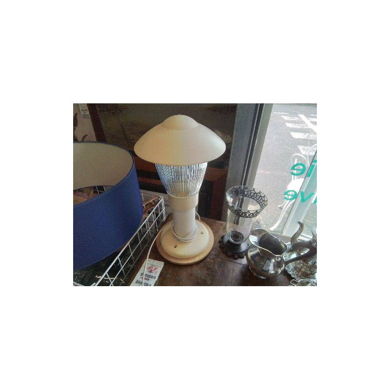 LAMPE PVC BEIGE VERRE STRIE