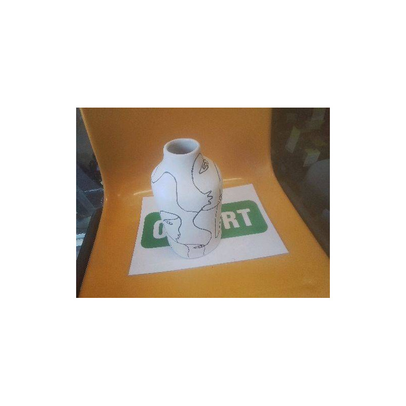 VASE VISAGES NOIR BLANC 