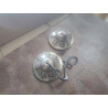 PAIRE DE CYMBALES TIBET NEPAL BRONZE ARGENTÉ AVEC HOUSSE 