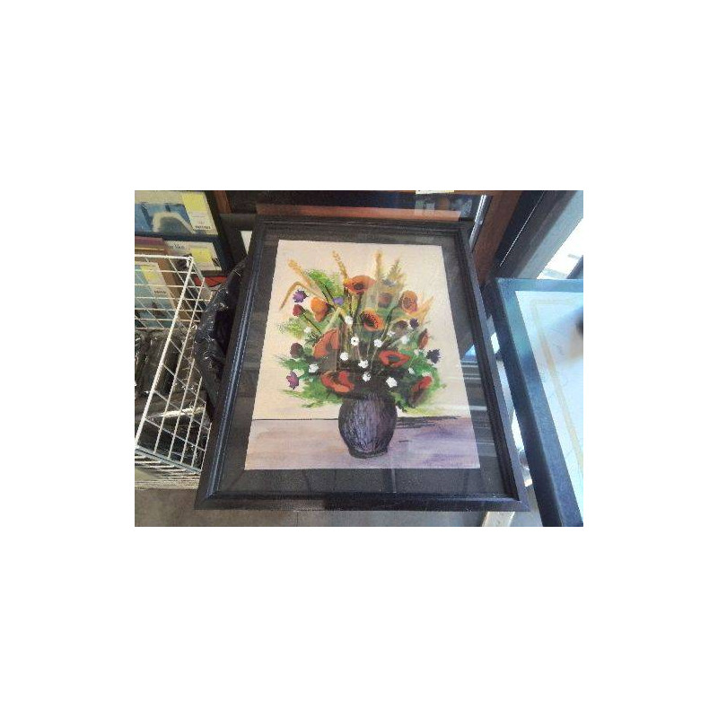 PEINTURE ENCADREE VASE BOUQUET COQUELICOTS