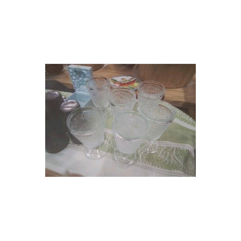 LOT 6 COUPES A GLACE ANCIENNES EN VERRE MOULÉ TRANSPARENT