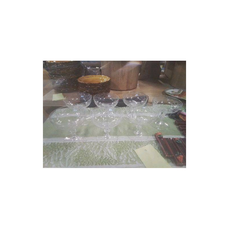 LOT 7 COUPES CRISTAL GRAVÉ BACCARAT GRAVURE 3458