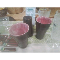 LOT 3 VERRES VASES POTERIE...