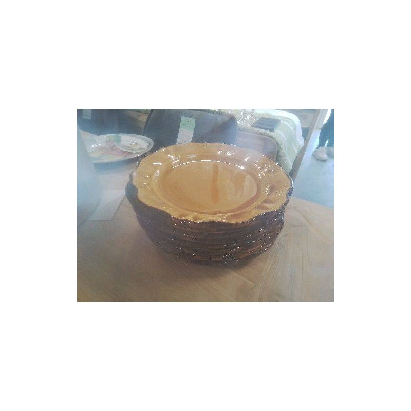LOT 8 ASSIETTES PLATES OCRES FAIENCE DE HAUTE PROVENCE