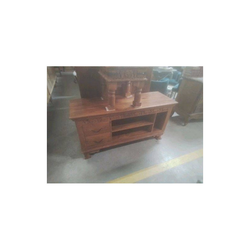 MEUBLE TV TECK SCULPTÉ 48X140X72