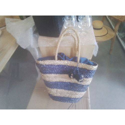 SAC RAPHIA BI COLORE PONPONS