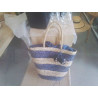 SAC RAPHIA BI COLORE PONPONS