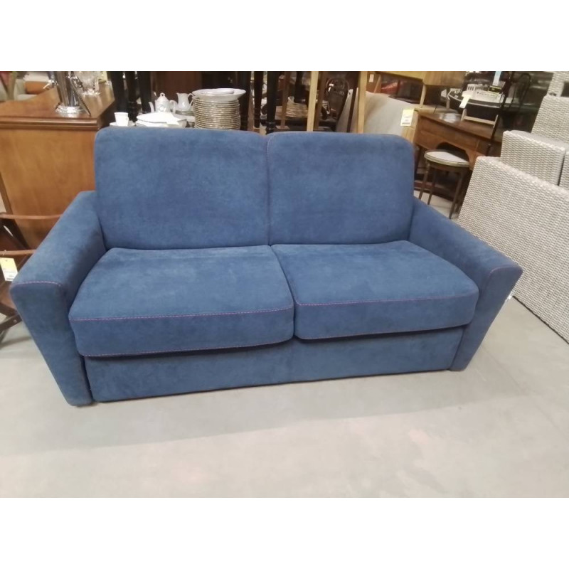 CANAPE  CONVERTIBLE TISSU BLEU
