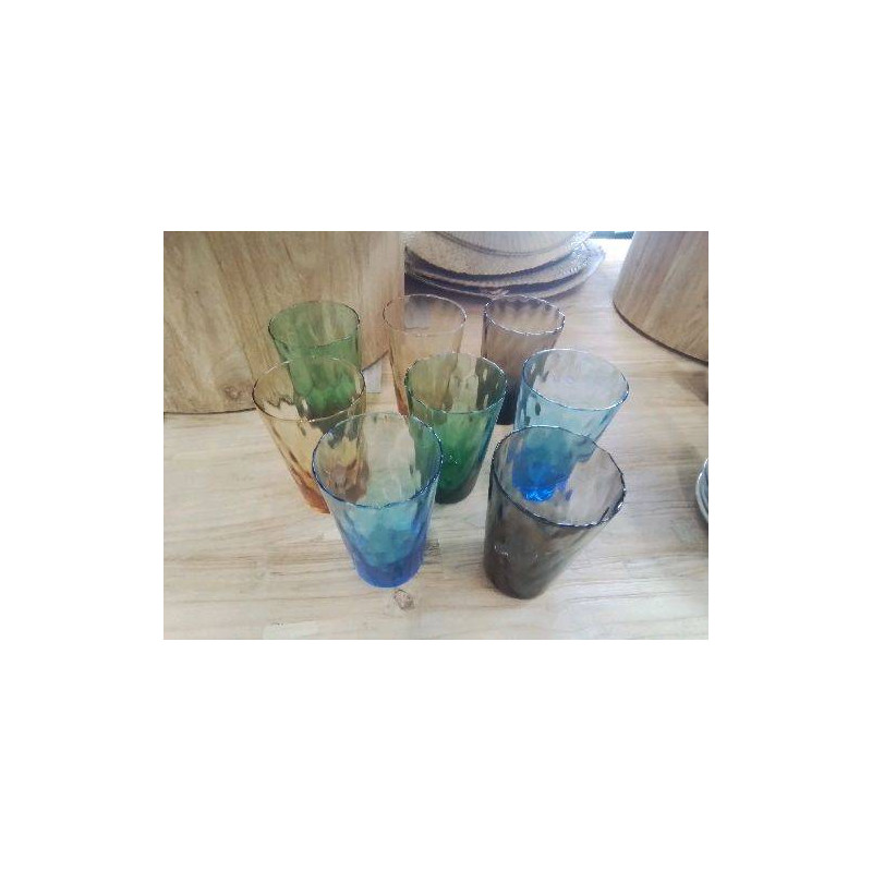 LOT 8 VERRES A ORANGEADE COULEUR VAGUELETTES