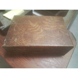 BOITE ANC BOIS DECOR FEUILLES