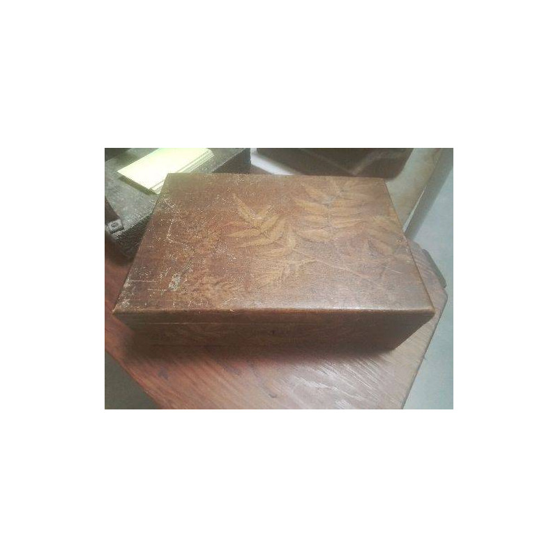 BOITE ANC BOIS DECOR FEUILLES