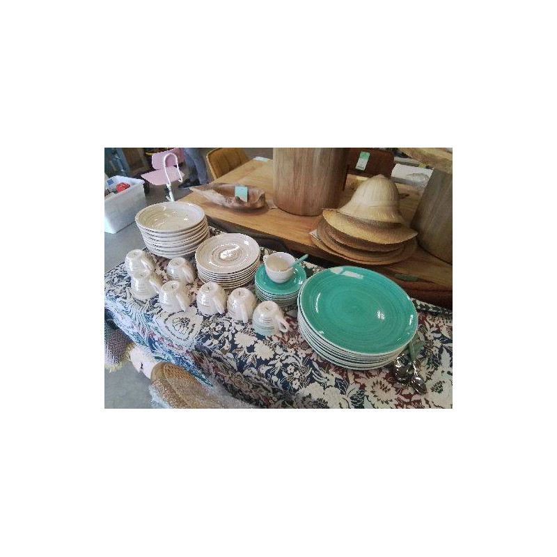 SERVICE RECEPTION 40 PIECES TURQUOISE ET SPIRALES