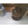 GARGOULETTE SUR PLATEAU POTERIE VERNISSEE DEGRADEE VERT