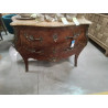 COMMODE MARQUETEE D/MARBRE BEIGE