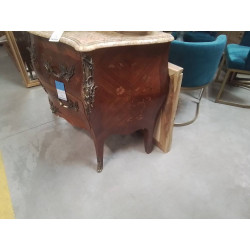 COMMODE MARQUETEE D/MARBRE BEIGE