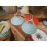 PAIRE BOUGEOIRS BLEU VERT CONE