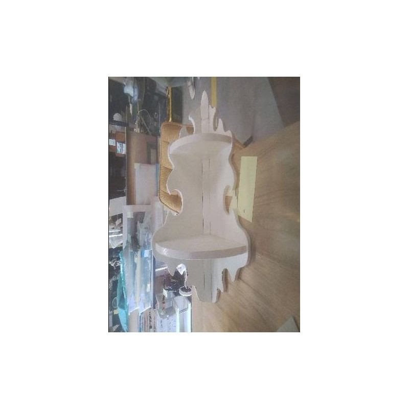 ETAGERE ANGLE BOIS PEINT BLANC VINTAGE