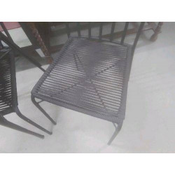 LOT 4 CHAISES METAL TRESSÉES FIL NOIR