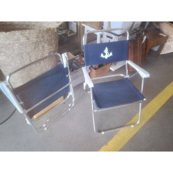 CHAISE DE PLAGE ALU BLC BLEU