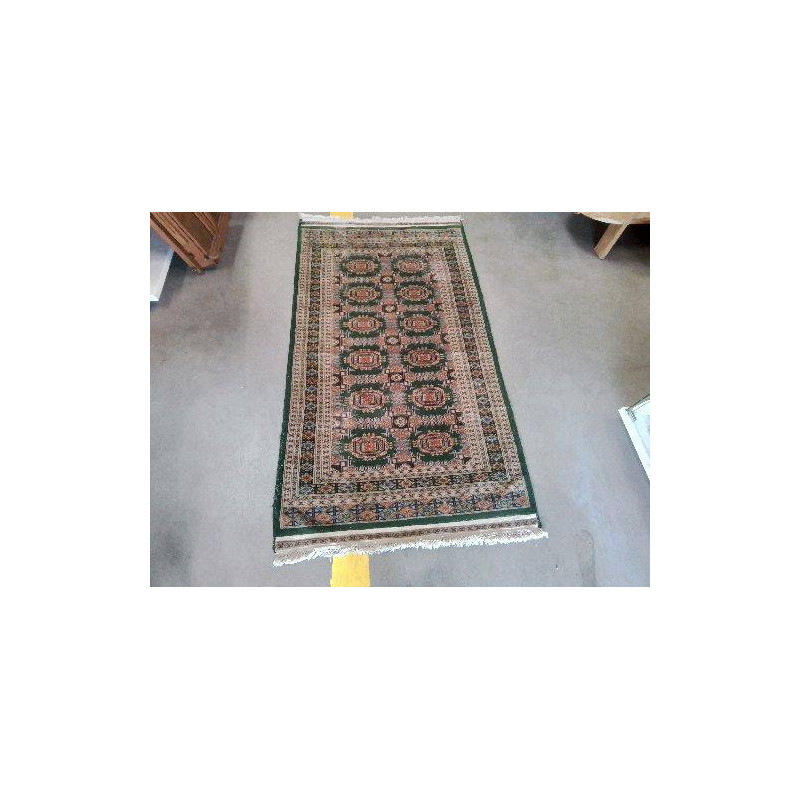 TAPIS LAINE SOIE VERT MARRON 87 X 163