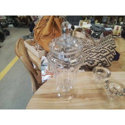 POT VERRE STRIÉ COUVERCLE 