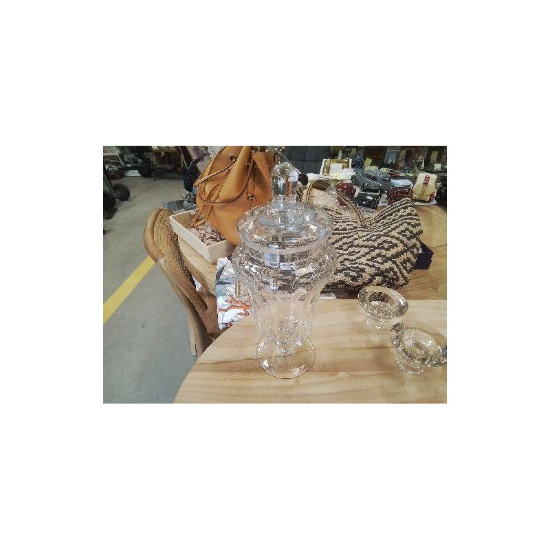 POT VERRE STRIÉ COUVERCLE 