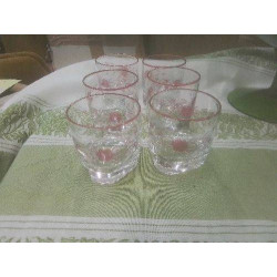 LOT 6 VERRES FLEURIS ROSE