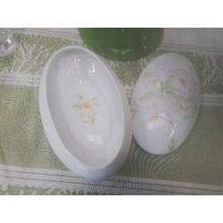 BONBONNIERE FLEURIE PORCELAINE OVALE GM