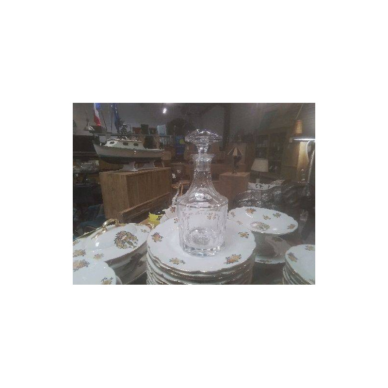 CARAFE CRISTAL FACETTES BOUCHON EN L’ETAT 