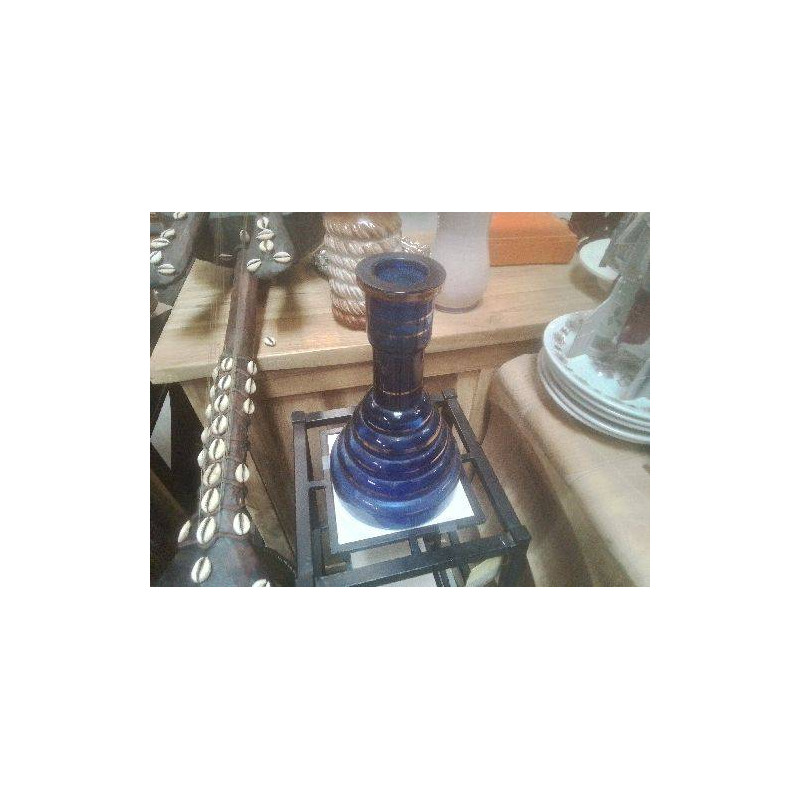 VASE BLEU DORÉ SPIRALE 