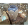VASE BLEU BEIGE FLEURS
