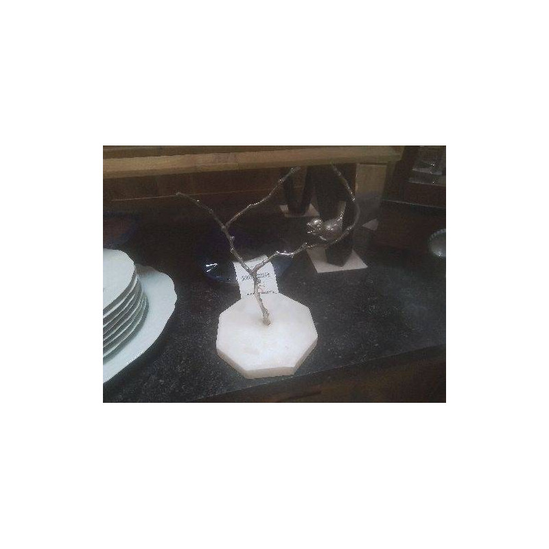 OISEAU METAL SUR BRANCHE SOCLE MARBRE