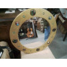 MIROIR ROND DORÉ PLAQUES ÉMAILLÉES COULEURS 