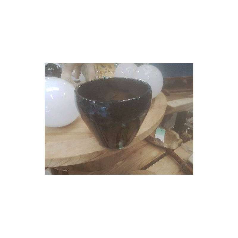 VASE VERRE FUMÉ BULLES