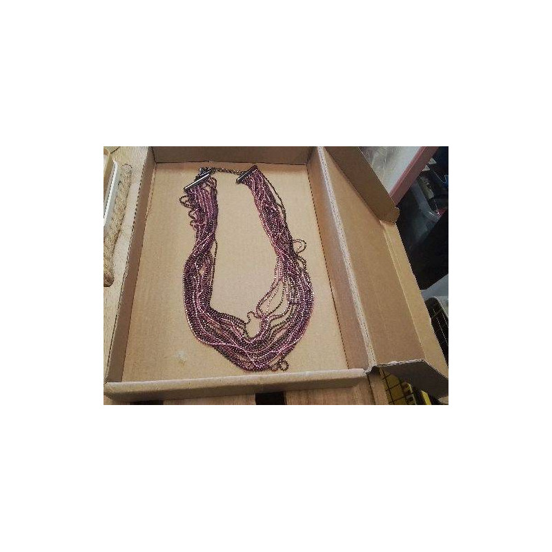 COLLIER PERLES MULTI PERLES MAUVE ROSE