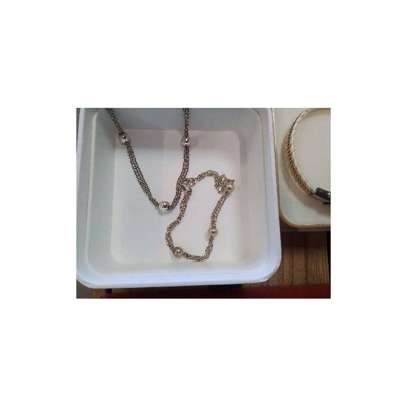 PARURE COLLIER + BRACELET DECOR BOULES METAL