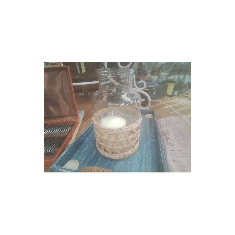 PHOTOPHORE VERRE RAPHIA