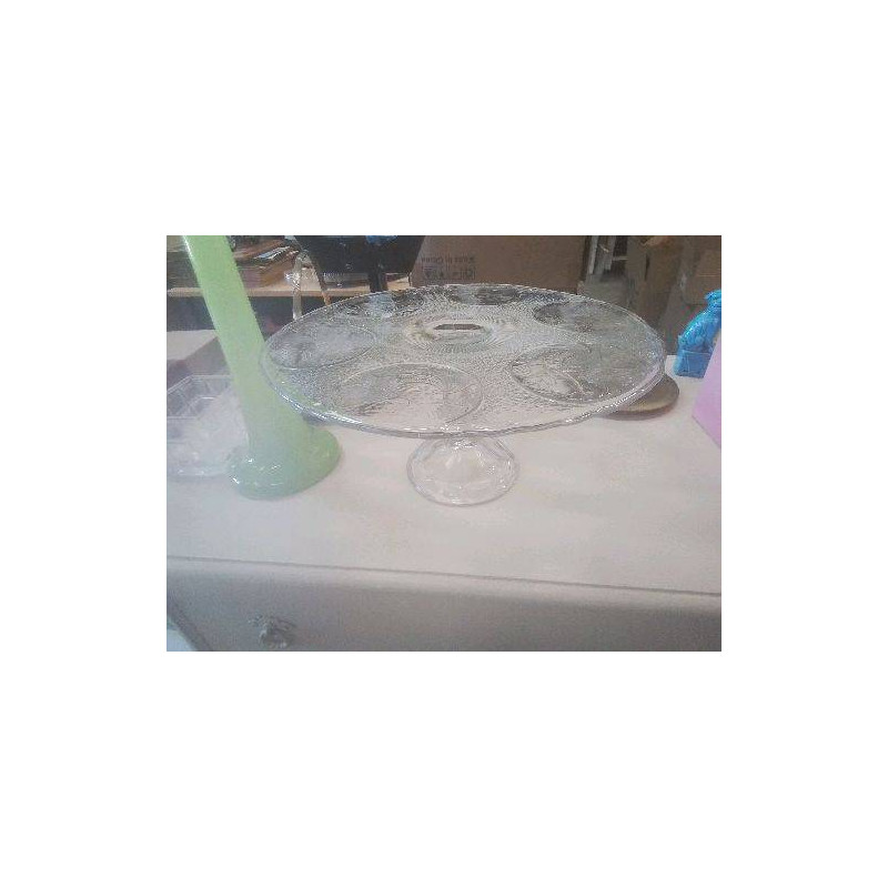 PLAT A TARTE VERRE MOULÉ DE OR GRAVE