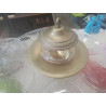 POT DE OR CISELE COUVERCLE ET SOUCOUPE METAL