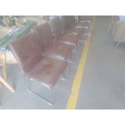 LOT 6 CHAISES CHROME TISSU...