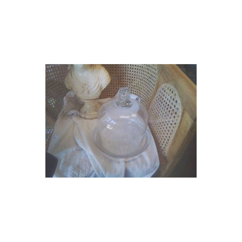 CLOCHE A FROMAGE EN CRISTAL GM ET PLATEAU VERRE